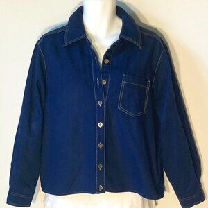 Elisabeth by LIz Claiborne SZ 14 classic dark blue denim shirt shacket jacket